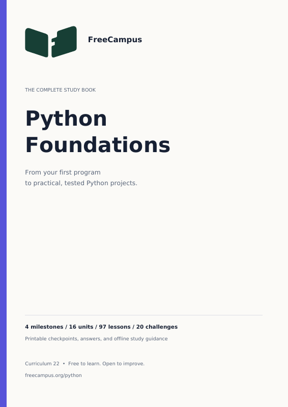 Cover of the FreeCampus Python Foundations study book